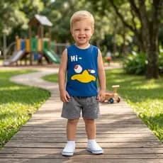 Conjunto infantil menino regata + bermuda moletinho verão