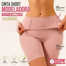 Cinta Modeladora Short Reduz 2 Medidas Empina Bumbum Alta Compreensão Cintura Alta Não Enrola 4 Barbatanas Sustentação