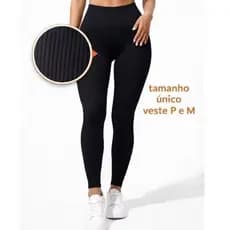 Calça Legging Fitness Canelada Feminina Cintura Alta Academia Tamanho Único P/M.
