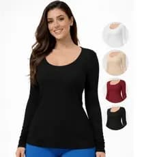 Blusa Segunda Pele Térmica Feminina Inverno Peluciada Flanelada Manga Longa Frio Lisa e Canelada.