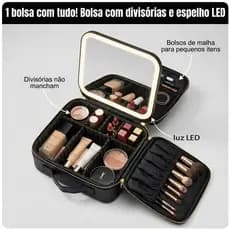 maquiagem completa com tudo espelho com led luz portátil profissiona Bolsa de Maquiagem com Espelho LED