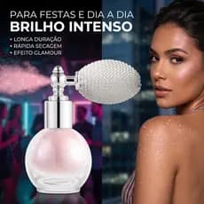 Spray Iluminador Brilhante para Corpo e Rosto - Pó Fino, Brilho Duradouro, Alta Definição