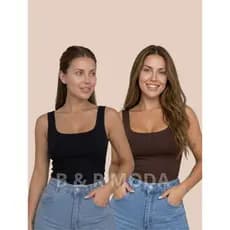 Kit 2 Blusinha Regata Feminina Básica Casual Suplex Moda Blogueira