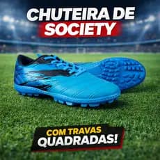 Chuteira Society Masculina com Trava Quadrada Conforto do 38 ao 43