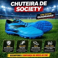 Chuteira Society Masculino 38 ao 43 Premium Jogador de Elite com Solado Costurado Travinhas de Aderencia