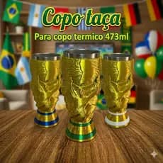 Copo Colecionador Taça do Mundo Para Copo Térmico 473m - Edição Limitada - Presente Criativo Troféu de Futebol Copa 2026