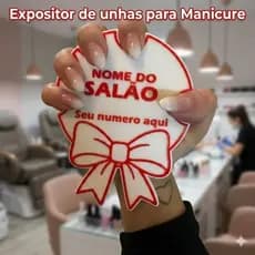 Kit Expositor de Unhas para Foto Manicure e Nail Designer Placa de Mão Personalizada com Seu Nome e WhatsApp