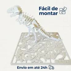 Kit Quebra-Cabeça 3D Esqueleto Dinossauro T-Rex Brinquedo Educativo Montar Cor Marmorizada