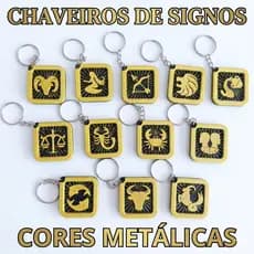 Kit Chaveiro Signos Do Zodíaco Premium Brilho Metálico