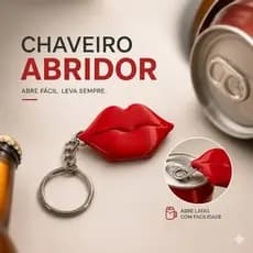 Kit Chaveiro Abridor de Lata Formato Boca Lábios Com Argola Lembrancinha