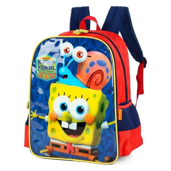 Mochila De Costas Escolar Infantil Bob Esponja Animado Nick