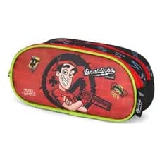 Estojo Escolar Up4you Enaldinho 2 Compartimentos Preto e Vermelho