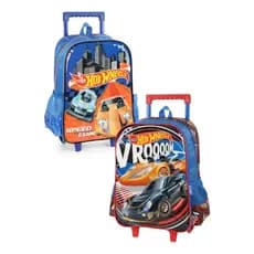 Mochila Infantil Hot Wheels Com Roda Vermelho Azul Desenho Do Tecido Hot Wheels