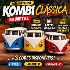 Miniatura Kombi Clássica Metal Carrinho Colecionável Volkswagen 3 Cores