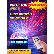 Luminária Projetor LED RGB Controle Remoto USB Luz Colorida Teto Quarto Infantil Decoração