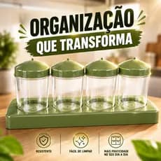 Kit Porta Temperos 4 Potes 100ml Com Suporte Organizador para Cozinha