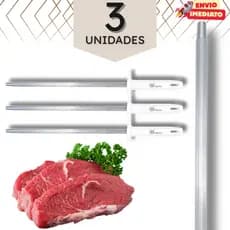 Kit Chairas em Aço Inox 38cm com Cabo Branco Chaira Açougue