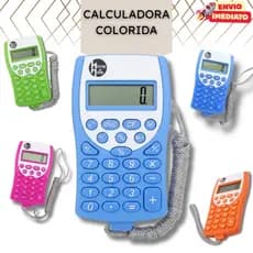 Kit com Calculadoras Coloridas com Cordão – Escolares/Escola/Escolar e de Escritório - Calculadora Colorida