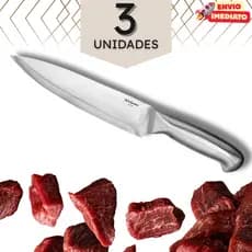 Kit com Facas Inteiriças em Inox Peixeira 7" 29 cm - Açougue Cozinha Faca Profissional