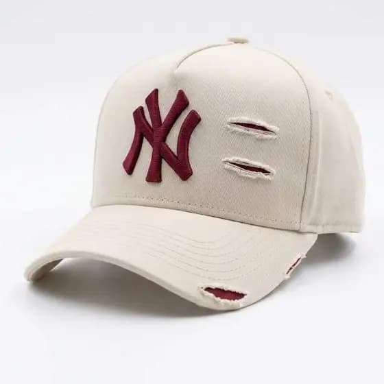 Boné NY Destroyed Aba Curva Ajustável Unissex Streetwear Masculino Femino Confortável