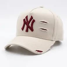 Boné NY Destroyed Aba Curva Ajustável Unissex Streetwear Masculino Femino Confortável