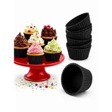 Conjunto 6 Peças Forma de Silicone Redonda para Cupcake para Assar Bolos