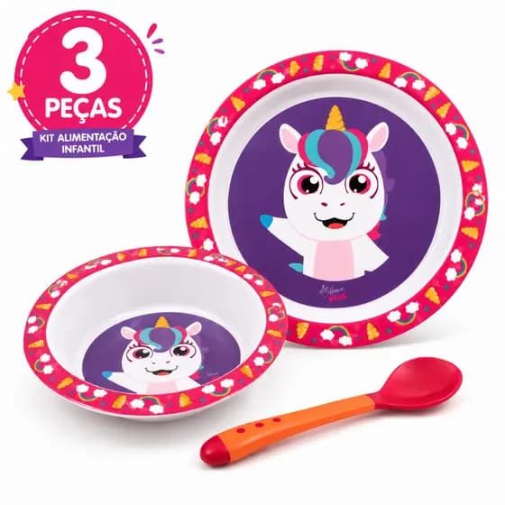 Kit Alimentação Pratinho Melanina Com Colher Infantil Bebê Primeira Idade