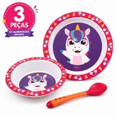 Kit Alimentação Pratinho Melanina Com Colher Infantil Bebê Primeira Idade