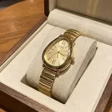 Relogio Feminino Dourado Formato Gota Oval Cobra Pulseira Luxo Aço Inoxidável Moda bracelete