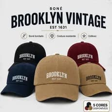 Boné Brooklyn Beisebol Retrô Bordado Unissex Algodão Regulagem Macio Estiloso