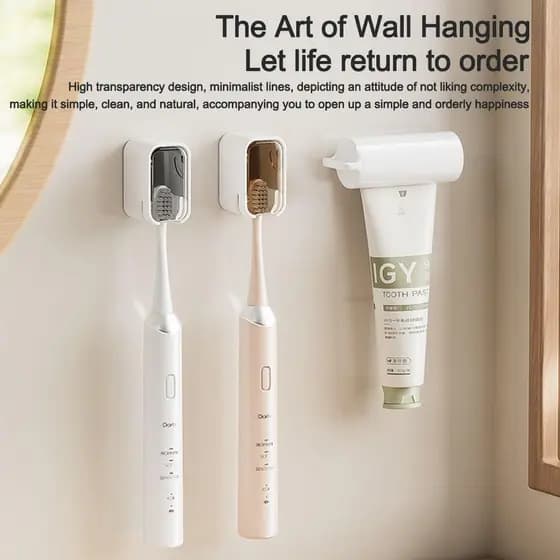 Suporte Inteligente para Escova de Dentes, Suporte de Parede à Prova de Poeira, Armazenamento Elétrico com Tampa Rebatív