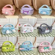 Bolsa de maquiagem de pelúcia Sanrio Cinnamoroll, adequada para estudantes, My Melody, Kuromi, Kirby