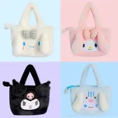Bolsa de pelúcia fofa, bolsa de desenho animado Kuromi e My Melody, presente de aniversário para meninas.