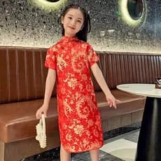 Hanfu meninas Cheongsam estilo republicano crianças longo estilo chinês antigo traje saia meninas moda vestido de verão