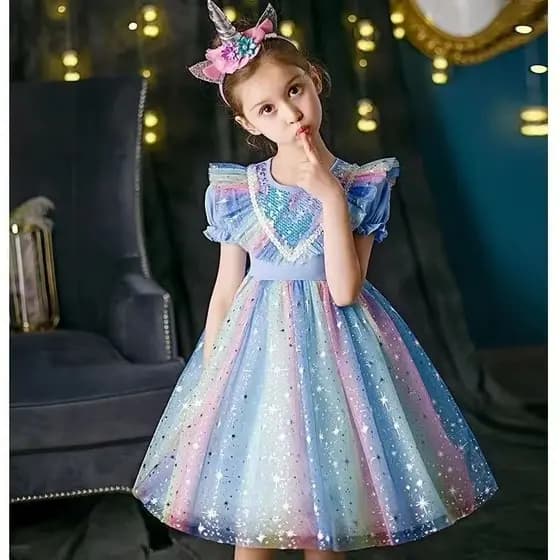 Meninas primavera outono roupas arco-íris vestido crianças saia princesa Elsa saia de gaze inchada