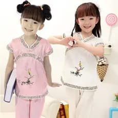 Crianças Tang terno meninas Cheongsam verão vestido de princesa vestido de manga curta saia terno dia 1 desempenho traje