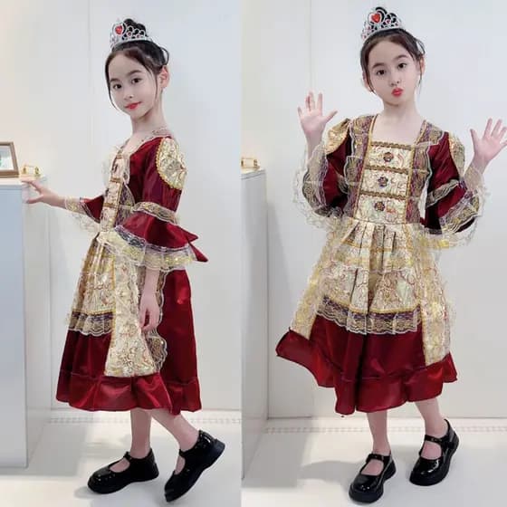 Europeu europeu meninas tribunal vestido saia nobre traje conto de fadas príncipe traje palco nações unidas vestido japo