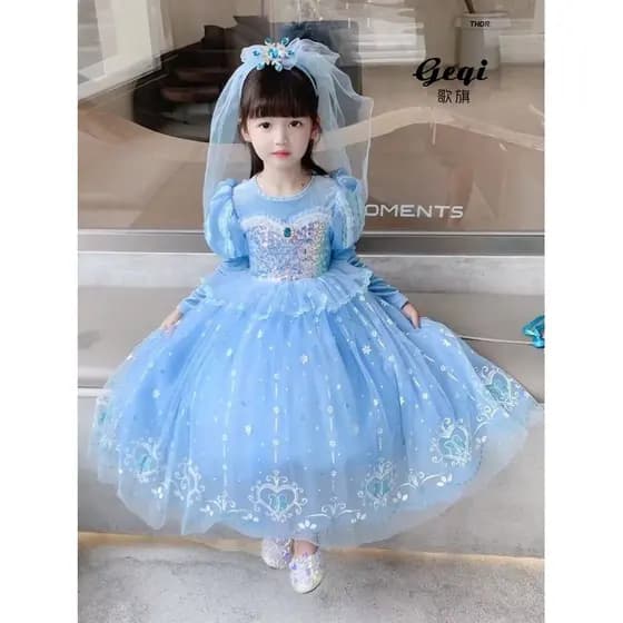 Cantando bandeira vestido de princesa primavera outono meninas vestido de aniversário amor areia saia crianças cinderela