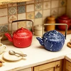 QUE 1 : 12 Casa De Bonecas Cozinha Em Miniatura Chaleira Esmaltada Aparência Vintage Peça Colecionável BR