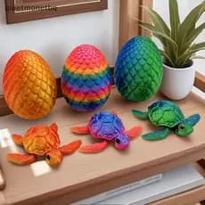 QUE Artístico Oceano Tema Tartaruga Impressa Em 3D Com Ovos Escultura Móvel Para Exibição De Mesa Exclusiva BR