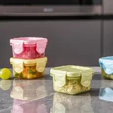 QUE Mini Geladeira , Caixa De Armazenamento De Plástico Mais Nítida , Recipiente De Comida Para Bebê , À Prova De Vazame