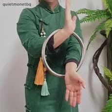 QUE Wing Chun Anel Inoxidável Yewen Treinamento De Força Da Mão Kung Fu Aro Exercício Rattan Diâmetro 220mm BR