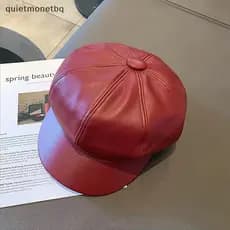QUE Moda Feminina Boina Sólida Boné De Couro Do Plutônio Artista Francês Gorro Quente Feminino Senhoras Chapéu Meninas B
