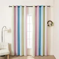 Cortina Blackout dupla camada oca estrela cortina gradiente arco-íris estilo princesa quarto Bay janela bloco cortina