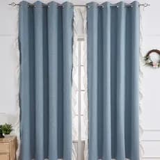 Cortina de porta Haze azul babados sala de estar cozinha bloqueando cortina divisória perfurada quarto cortina Blackout
