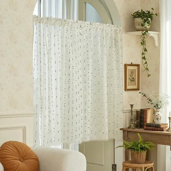 Cortina de porta literária Retro imitação de linho cortina curta cortina de café pequeno fresco bonito vento gaze