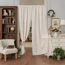 Cortina de porta quarto sala de estar cozinha bloco Floral cortina estilo creme francês cortina divisória sem perfuração