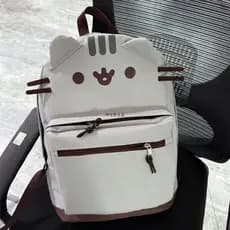 Bolsa escolar de gato gordo de ombro duplo Grande capacidade com vários compartimentos Bolsa de lona de urso de desenho