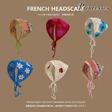 Lenço De Cabeça De Malha Para Mulheres Estilo Francês Verão Viagem Ins Moda Doce Acessórios De Cabelo Crochê