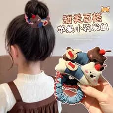 Bonito Apple filhote de cachorro Scrunchy laço de cabelo meninas crianças bola acessórios para o cabelo alta elástica la
